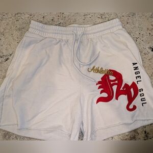 Women's Athletic Shorts - White and Red